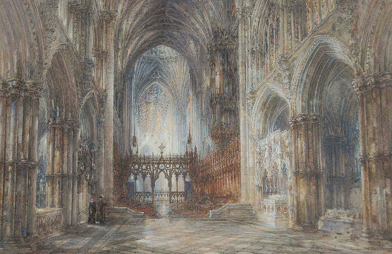 Wyke Bayliss Ely Cathedral pen and watercolour oil painting image